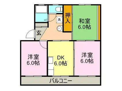 コーポラス土橋(3DK/3階)の間取り写真