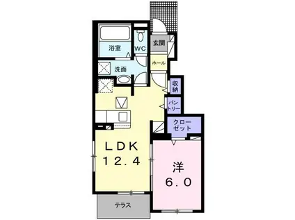 アスティオン渡町(1LDK/1階)の間取り写真