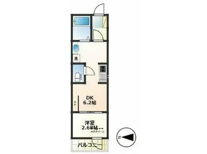 GRAND FORET(1DK/2階)の間取り写真