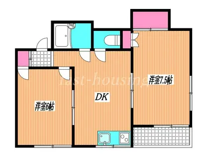 ウエストアパートメント(2DK/1階)の間取り写真