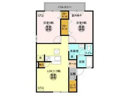 FOUNTAIN II(2LDK/1階)の間取り写真