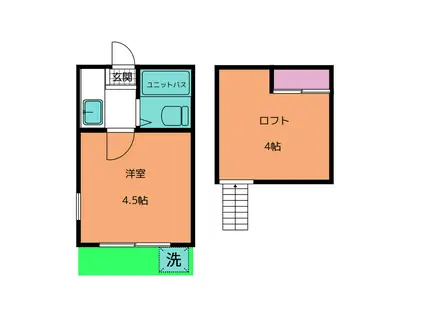 アレックス峰(1K/1階)の間取り写真