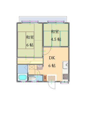 シティ長浜(2DK/2階)の間取り写真