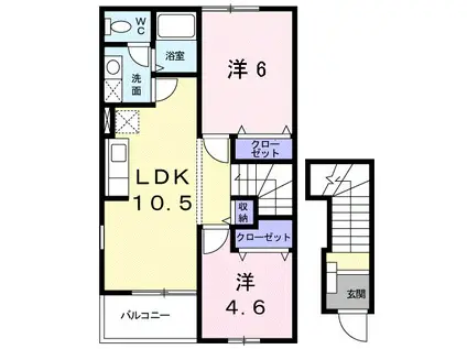 リバ-サイドT・J(2LDK/2階)の間取り写真