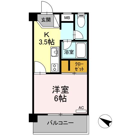 ROSE HOUSE(1K/2階)の間取り写真
