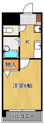 ロイヤルヒルズ黒崎壱番館(1K/5階)の間取り写真