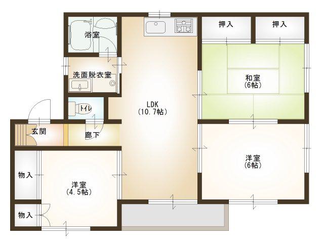 サンハイツ木下C棟(3LDK/2階)の間取り写真