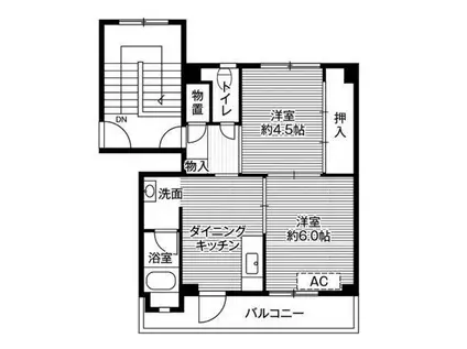 ビレッジハウス飯田川1号棟(2DK/1階)の間取り写真