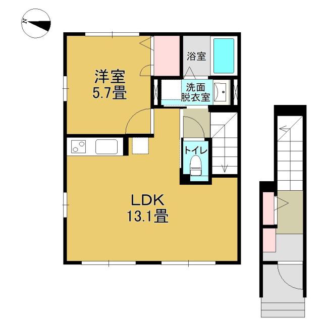 レトア浜田(1LDK/2階)の間取り写真