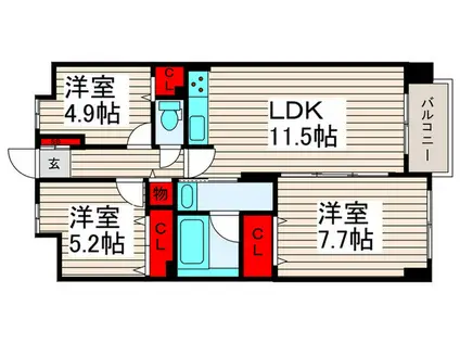 U COURT 西新井(3LDK/9階)の間取り写真