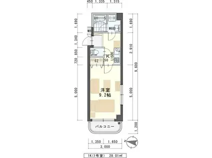 フィオーレ壱番館(1K/3階)の間取り写真