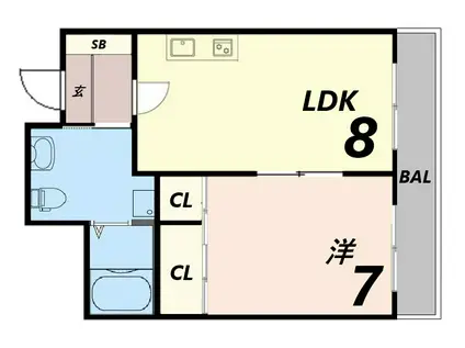 エスペランサ藤井II(1LDK/2階)の間取り写真