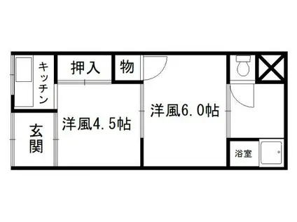 RIZE貝塚半田(2K/1階)の間取り写真
