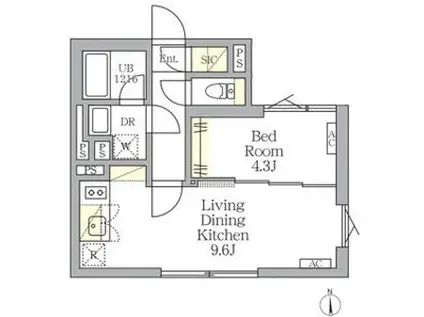 TKS中野新橋(1LDK/4階)の間取り写真