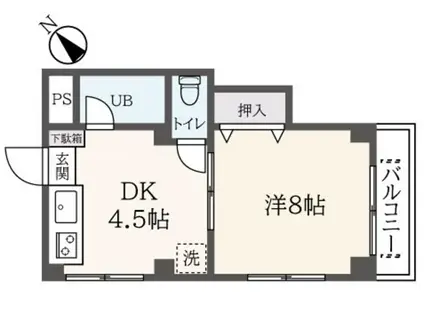 カナメレジデンス(1DK/4階)の間取り写真