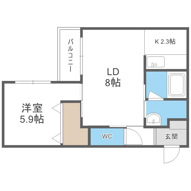 DOONA札幌(1LDK/1階)の間取り写真