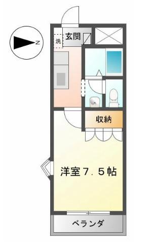 オレンジハウス(1K/2階)の間取り写真
