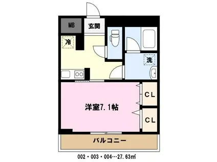 シャノワール(1K/3階)の間取り写真