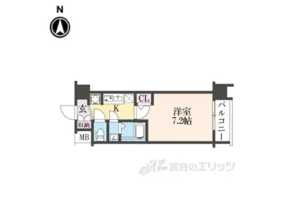 エステムコート京都二条(1K/7階)の間取り写真