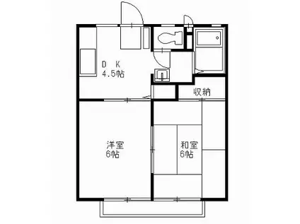 菊地ハイツC(2DK/2階)の間取り写真