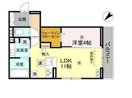 DS町坪(1LDK/1階)の間取り写真