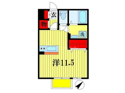 メルベーユ(ワンルーム/2階)の間取り写真