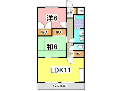 マンションアムール(2LDK/2階)の間取り写真