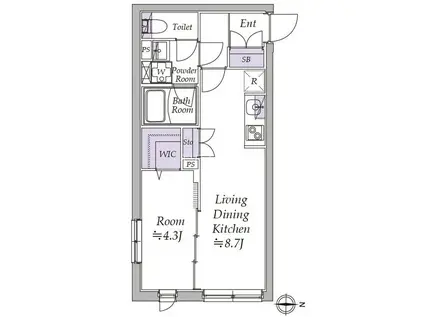 アトリオフラッツ日暮里(1LDK/4階)の間取り写真
