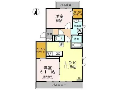ファミール玉木(2LDK/2階)の間取り写真
