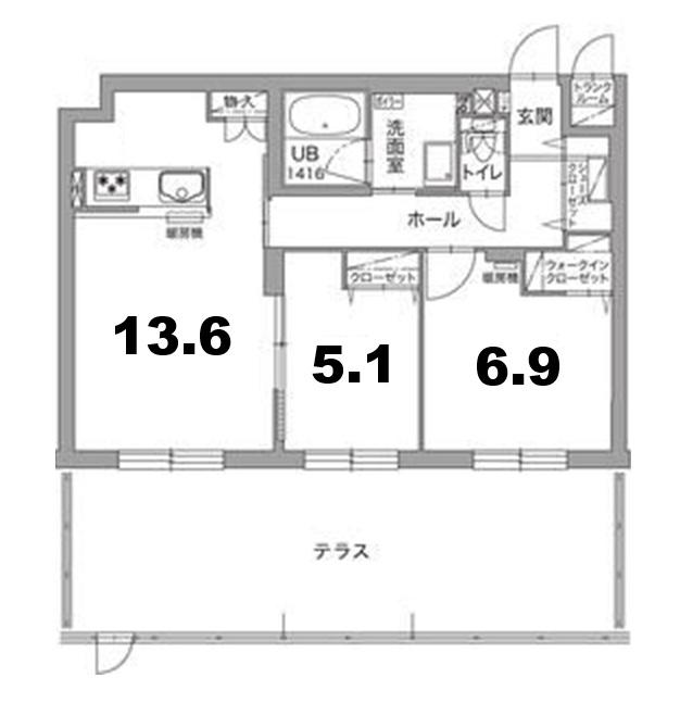 ジュノール千歳真々地(2LDK/1階)の間取り写真