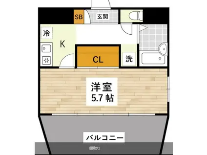 熊本市中央区大江1丁目(1K/6階)の間取り写真