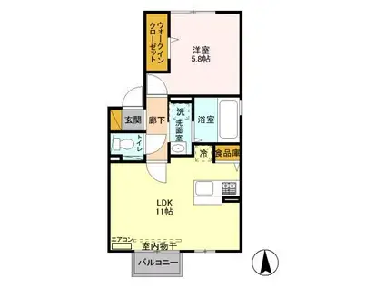 リーヴァ(1LDK/1階)の間取り写真