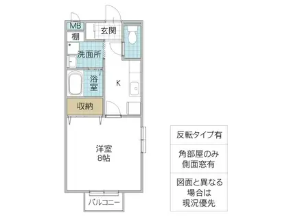 紫陽花コーポB棟(1K/2階)の間取り写真