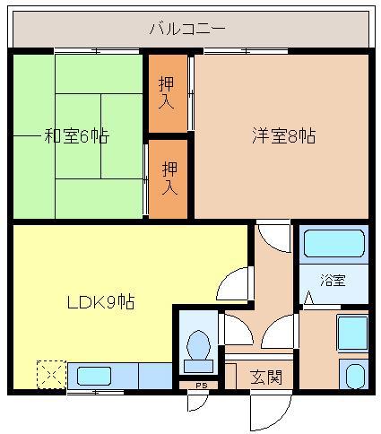 グリーンヒル草部(2LDK/3階)の間取り写真