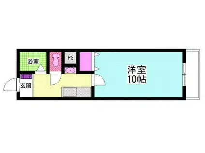 ハートフル・M(1K/6階)の間取り写真