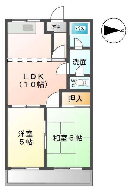 ラフォーレ神谷(2LDK/2階)の間取り写真