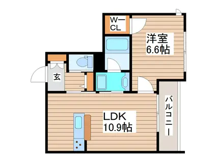 ベレオ二軒茶屋(1LDK/1階)の間取り写真