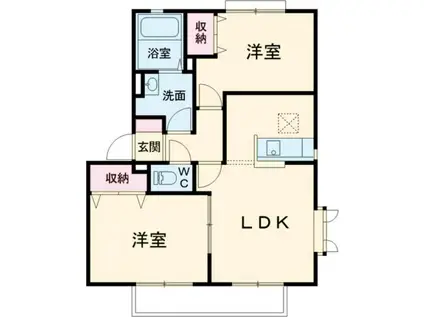 ソレジオタウン西川田C(2LDK/2階)の間取り写真