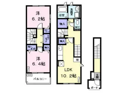 サングレイス港(2LDK/1階)の間取り写真