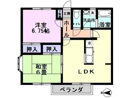 シャルマンS(2LDK/1階)の間取り写真