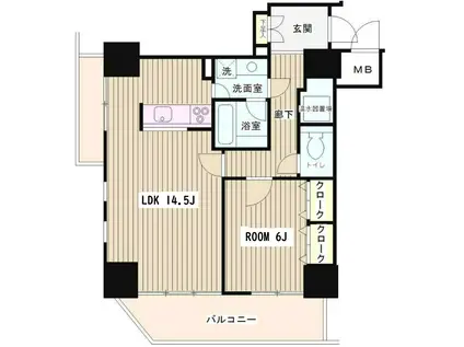 トレステージ目黒(1LDK/2階)の間取り写真