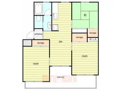 岩園サニーハイツ(3DK/1階)の間取り写真