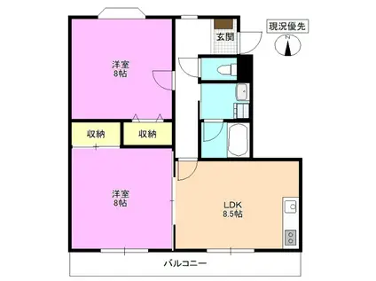 アーバン・ハイツ・ユー(2LDK/3階)の間取り写真