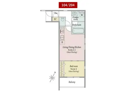 MOCXION扇(1LDK/1階)の間取り写真