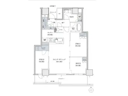 シエリアタワー大阪堀江(3LDK/35階)の間取り写真