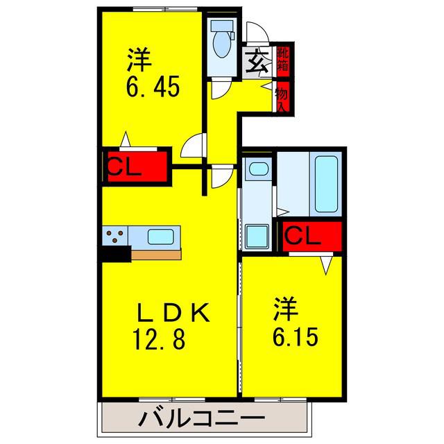 リオハイト(2LDK/1階)の間取り写真