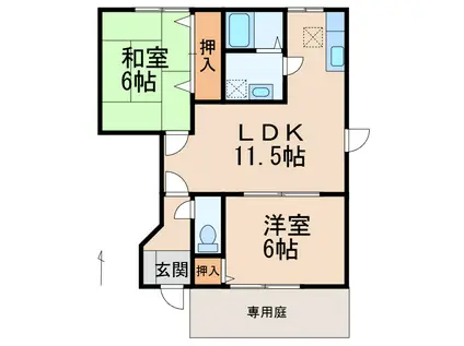 ラ・フルール(2LDK/1階)の間取り写真