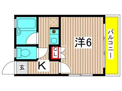 ベルハイツB棟(1K/1階)の間取り写真