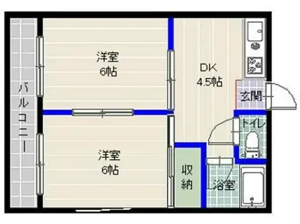 メゾン上山門(2DK/1階)の間取り写真