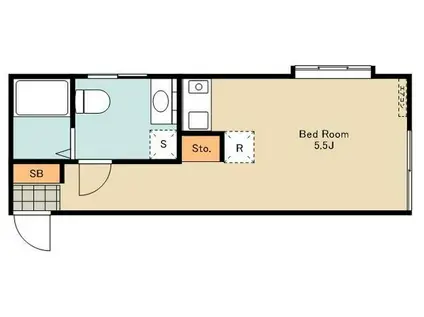 プラスハイツII(ワンルーム/2階)の間取り写真